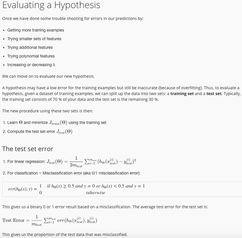 Evaluating a Hypothesis